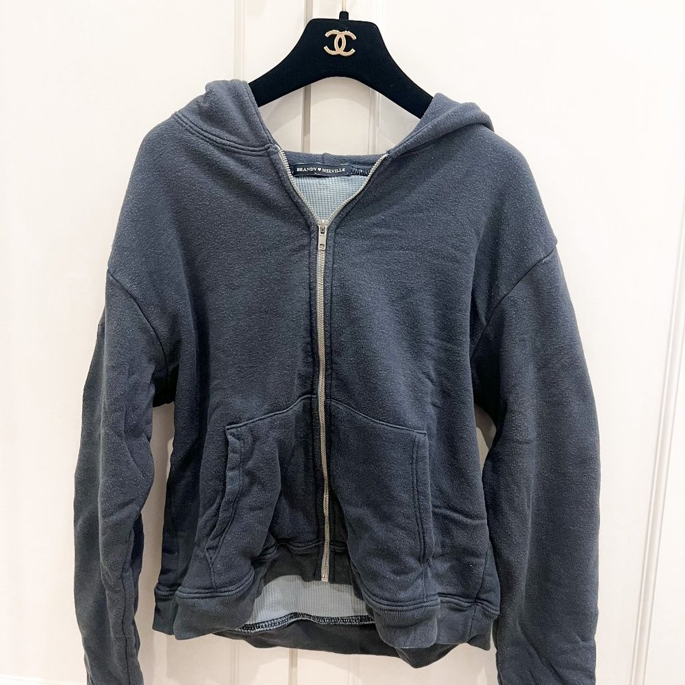 Brandy Melville Zip Up Hoodie in Blue